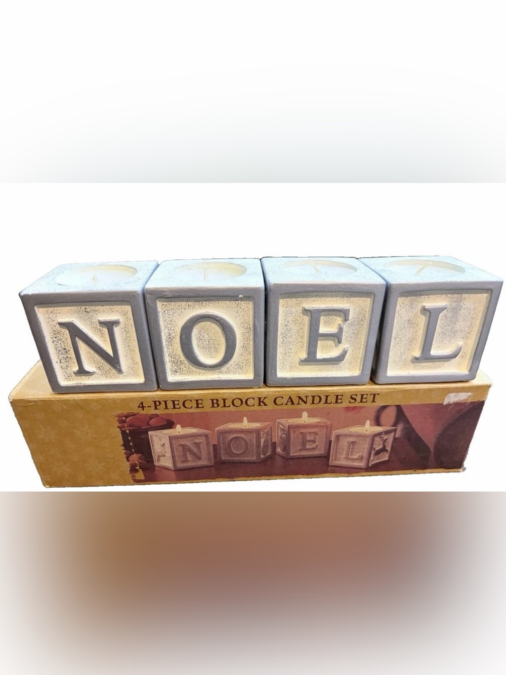 Noel 4-Piece Block Candle Set unscented nib